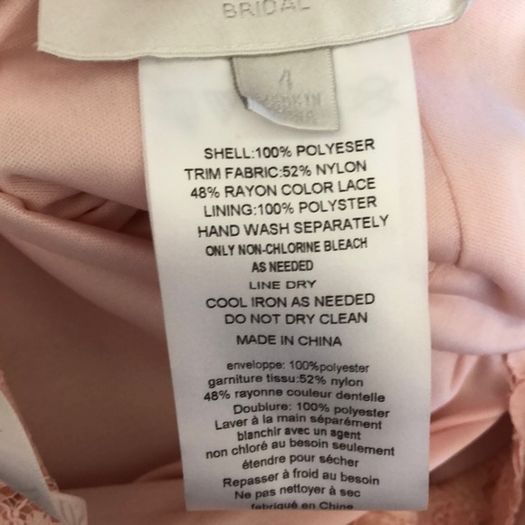 David’s Bridal Soft Pink Bridesmaid Formal Chiffon Gown Size 4 Wedding Event - Picture 6 of 6